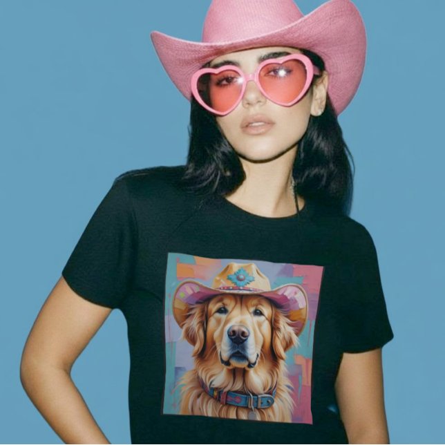 Golden Retriever Colourful Aesthetic Cowgirl Shirt (Golden Retriever Colorful Aesthetic Cowgirl Shirt )