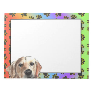 Golden Retriever colourful dog paw pattern  Notepad
