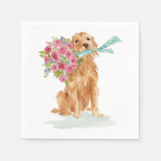 Golden Retriever Coquette Napkins (Front)
