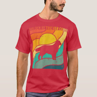 Golden Retriever Corgi Vintage Sunset Mum Dad -120 T-Shirt