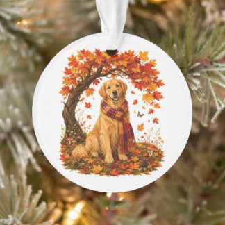 Golden Retriever Cosy Autumn Thanksgiving Ornament