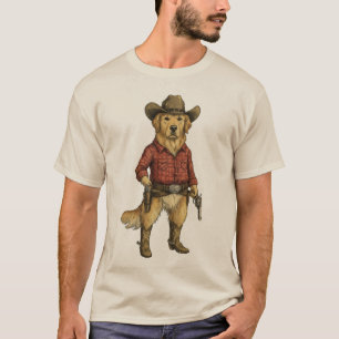 Golden Retriever Cowboy Outlaw – Vintage Western D T-Shirt