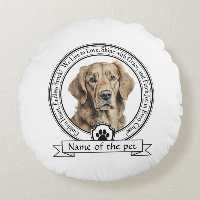 Golden Retriever Credo Round Cushion (Front)