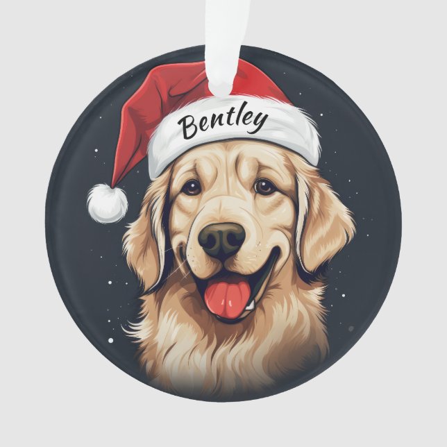 Golden Retriever Custom Christmas Ornament (Front)