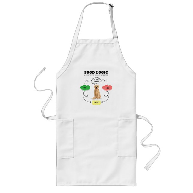 Golden Retriever Custom Name Food Logic Flowchart Long Apron (Front)