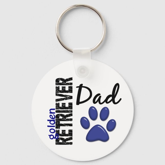 Golden Retriever Dad 2 Key Ring (Front)