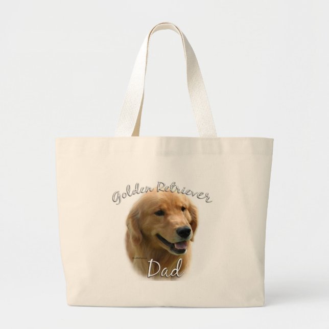 Golden Retriever Dad 2 Large Tote Bag (Front)