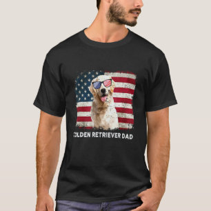 Golden Retriever Dad American Flag The 4th Of July T-Shirt