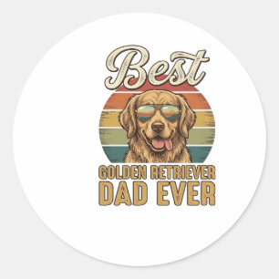 Golden Retriever Dad Ever Vintage Sunset Shirt Des Classic Round Sticker