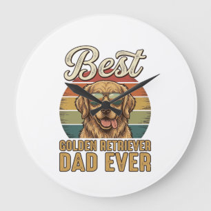 Golden Retriever Dad Ever Vintage Sunset Shirt Des Large Clock