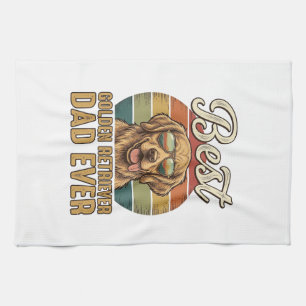 Golden Retriever Dad Ever Vintage Sunset Shirt Des Tea Towel