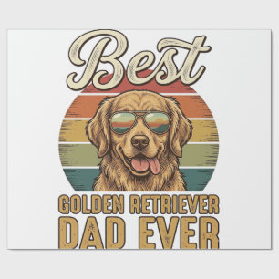Golden Retriever Dad Ever Vintage Sunset Shirt Des Wrapping Paper