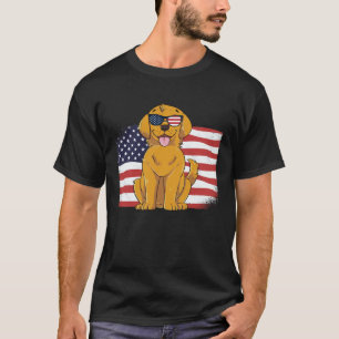 Golden Retriever Dad & Mum American Flag 4th of Ju T-Shirt