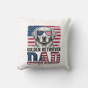 Golden Retriever Dad Patriotic Vintage Dog Shirt_1 Cushion