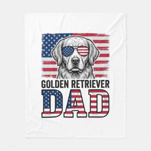 Golden Retriever Dad Patriotic Vintage Dog Shirt_1 Fleece Blanket