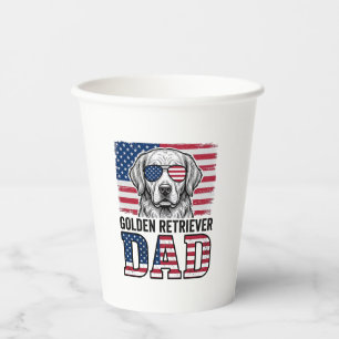 Golden Retriever Dad Patriotic Vintage Dog Shirt_1 Paper Cups