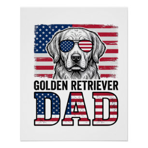 Golden Retriever Dad Patriotic Vintage Dog Shirt_1 Poster