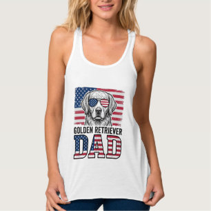 Golden Retriever Dad Patriotic Vintage Dog Shirt_1 Singlet