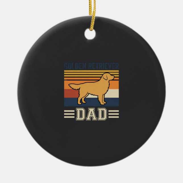 Golden Retriever Dad Retro Dog Ceramic Tree Decoration (Front)