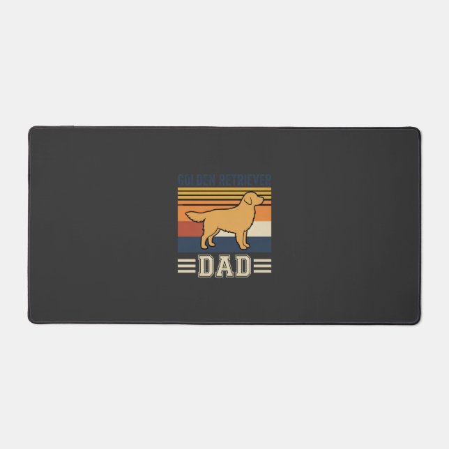 Golden Retriever Dad Retro Dog Desk Mat (Front)