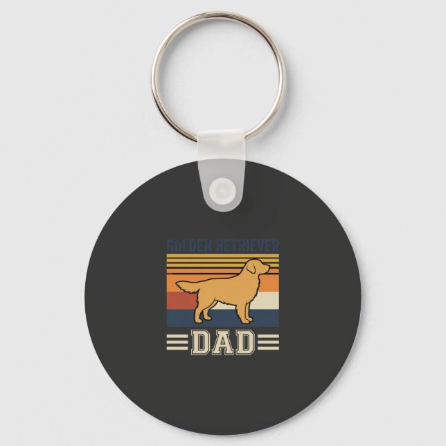 Golden Retriever Dad Retro Dog Key Ring (Front)