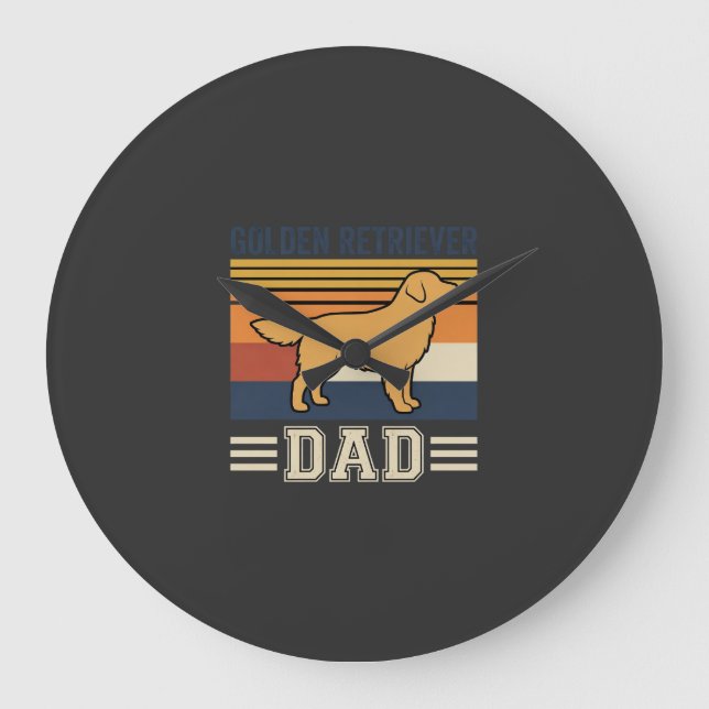 Golden Retriever Dad Retro Dog Large Clock (Front)