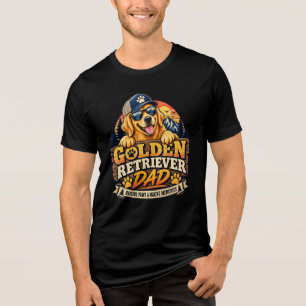 Golden Retriever Dad Retro Vintage Sunset Tri-Blend Shirt
