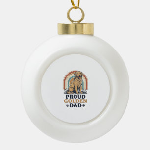 Golden Retriever Dad Shirt Vintage Dog Father Gift Ceramic Ball Christmas Ornament