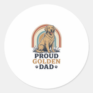 Golden Retriever Dad Shirt Vintage Dog Father Gift Classic Round Sticker