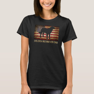 Golden Retriever Dad Vintage American Flag Patriot T-Shirt