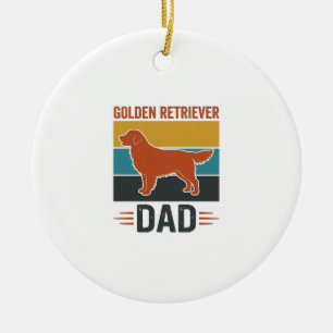 Golden Retriever Dad Vintage Dog Lover Vector Desi Ceramic Tree Decoration