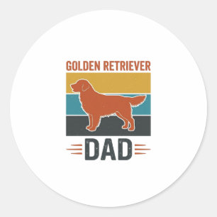 Golden Retriever Dad Vintage Dog Lover Vector Desi Classic Round Sticker