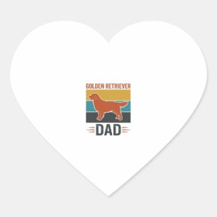 Golden Retriever Dad Vintage Dog Lover Vector Desi Heart Sticker