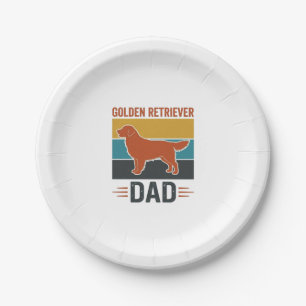 Golden Retriever Dad Vintage Dog Lover Vector Desi Paper Plate