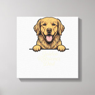 Golden Retriever Dad Vintage Engraving Canvas Print
