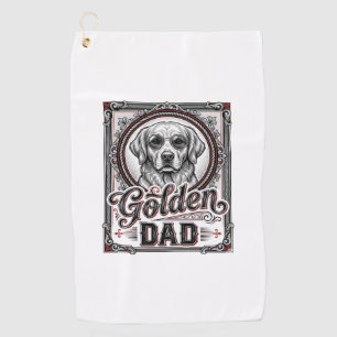 Golden Retriever Dad Vintage Engraving Design_1 Golf Towel