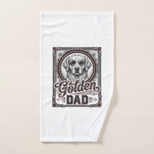 Golden Retriever Dad Vintage Engraving Design_1 Hand Towel