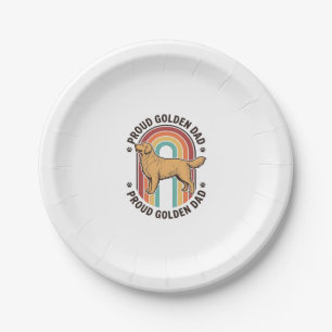 Golden Retriever Dad Vintage Engraving Dog Lover S Paper Plate