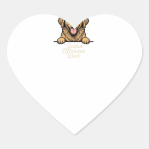 Golden Retriever Dad Vintage Engraving Heart Sticker