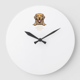 Golden Retriever Dad Vintage Engraving Large Clock