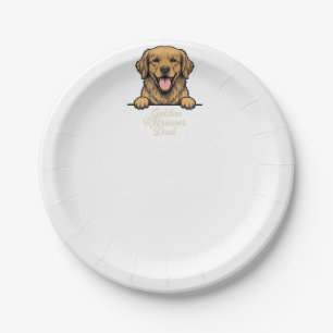 Golden Retriever Dad Vintage Engraving Paper Plate