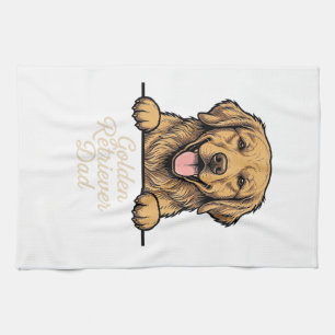 Golden Retriever Dad Vintage Engraving Tea Towel