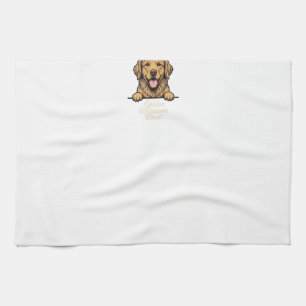 Golden Retriever Dad Vintage Engraving Tea Towel