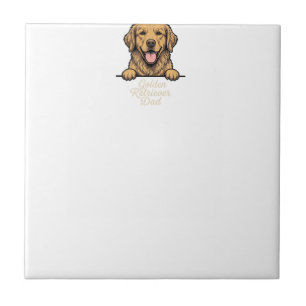 Golden Retriever Dad Vintage Engraving Tile