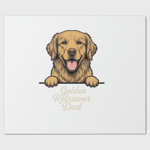 Golden Retriever Dad Vintage Engraving Wrapping Paper