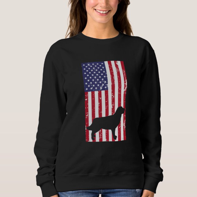 Golden Retriever Distressed Patriotic All American Sweatshirt (Front)