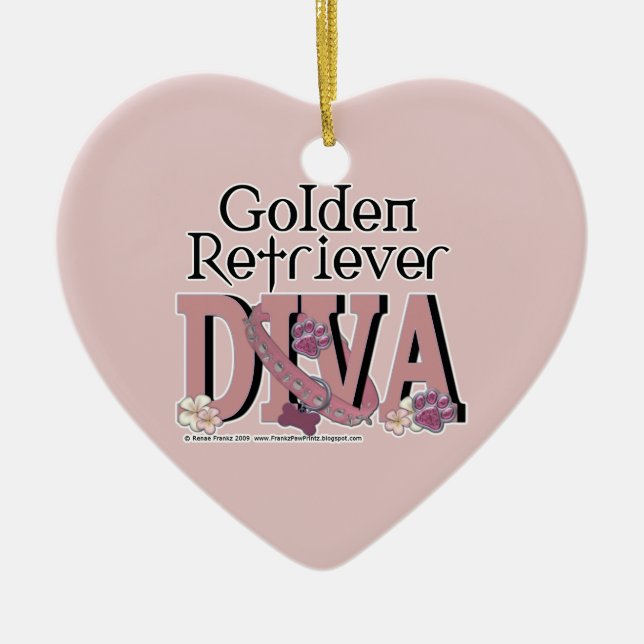 Golden Retriever DIVA Ceramic Tree Decoration (Front)