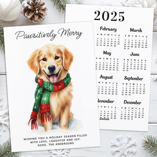 Golden Retriever Dog 2026 Calendar Cute Christmas  Holiday Card (Creator Uploaded)