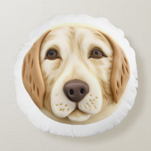 Golden Retriever Dog 3D Inspired Round Cushion