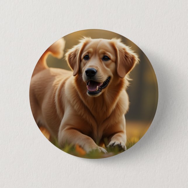 Golden Retriever Dog 6 Cm Round Badge (Front)